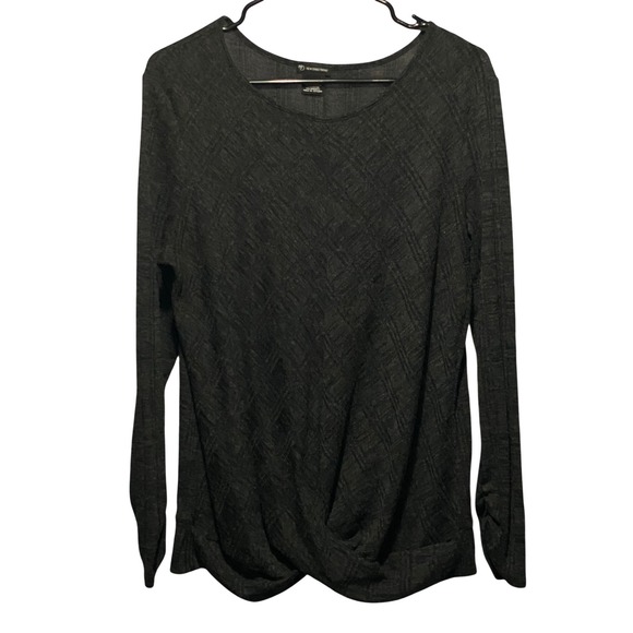 new directions Sweaters - New Directions Women Dark Gray Twist Front Long Sleeve Knit Top XL